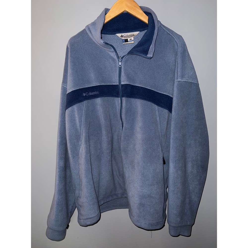 Columbia Sportswear Mens XXL Blue Full Zip Fleece Jacket Core Interchange Logo